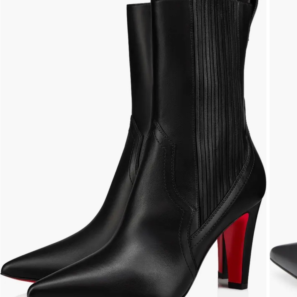 Christian Louboutin Black and Red Heeled Boots Santiag